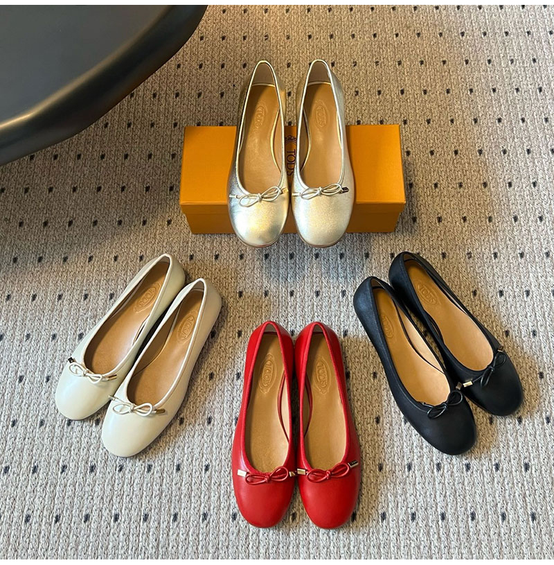 TODS-062310 토즈 2026SS 여름 신제품 라운드 토 보우 플랫 발레 플랫