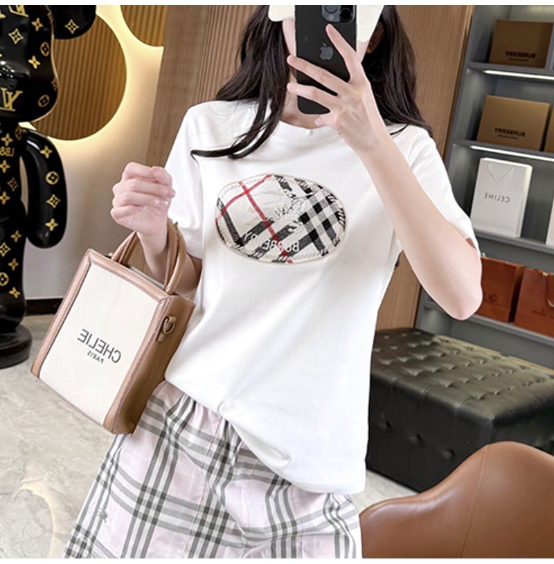BURBERRY-07257 버버리 2026SS 여성용 체크무늬 나이트 실 코튼 반팔