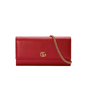 [스페셜오더]GUCCI-546585 6433 구찌 GG 마몽 레드 가죽 체인 월릿