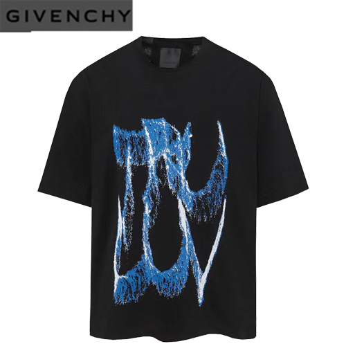 GIVENCHY-030410 지방시 블랙 프린트 장식 티셔츠 남여공용