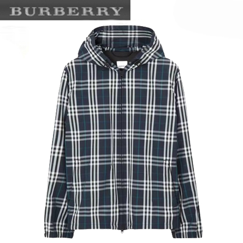 BURBERRY-80708711 버버리 다크 블루 체크 후드 재킷 남성용