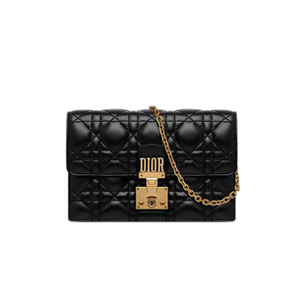 DIOR-S2012 디올 블랙 까나쥬 양가죽 DIORADDICT WALLET ON CHAIN 클러치 백