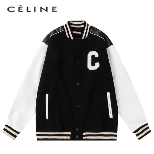 CELINE-082911 셀린느 블랙/화이트 아플리케 장식 베이스볼 재킷 남성용