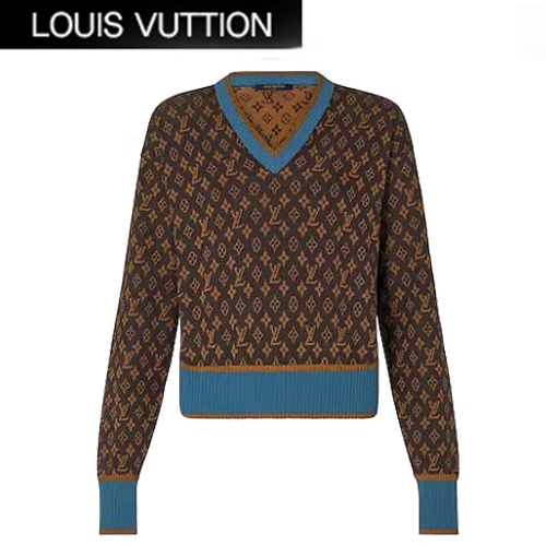 LOUIS VUITTON-1A8C5A 루이비통 실크 모노그램 브이넥 풀오버