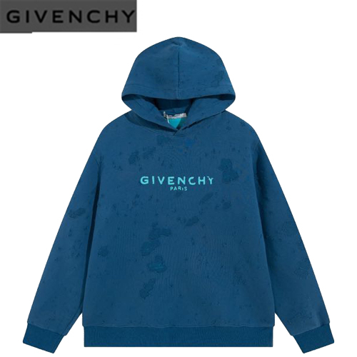 GIVENCHY-092611 지방시 블루 프린트 장식 빈티지 후드 티셔츠 남성용