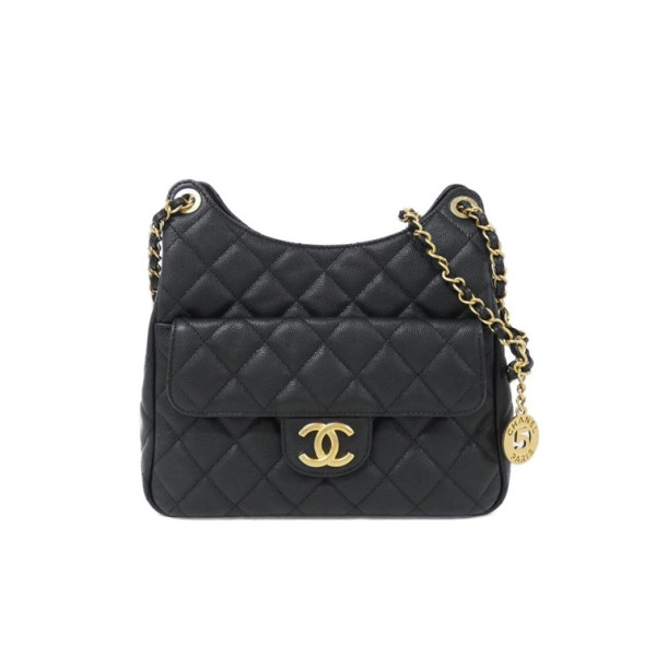 [스페셜오더]CHANEL-AS3690 샤넬 크루즈 블랙 캐비어 미디엄 호보 핸드백 21.5cm