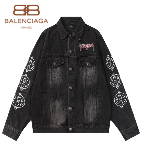 BALENCIAGA-03066 발렌시아가 블랙 프린트 장식 데님 셔츠 남여공용