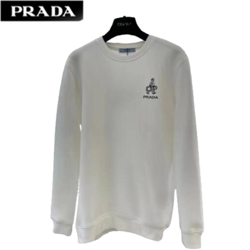 PRADA-01023 프라다 화이트 프린트 장식 스웨트셔츠 남성용