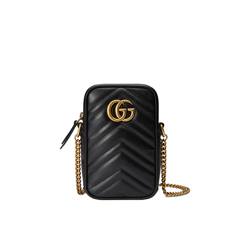 [스페셜오더]GUCCI-598597 1000 구찌 GG 마몽 블랙 마틀라세 가죽 미니백