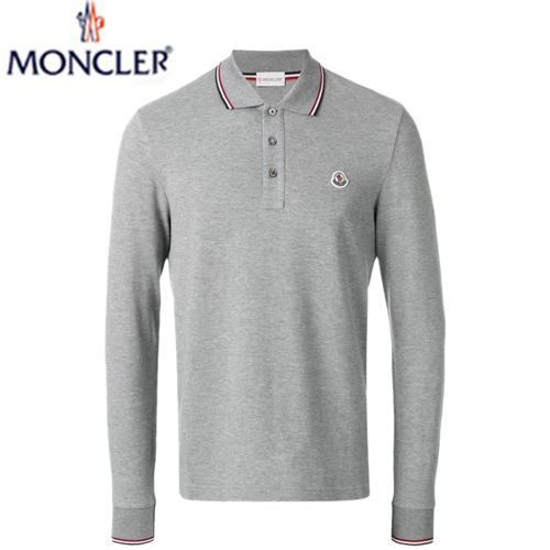 MONCLER-092612 몽클레어 그레이 코튼 긴팔 폴로 티셔츠 남성용