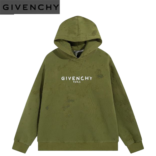 GIVENCHY-092612 지방시 카키 프린트 장식 빈티지 후드 티셔츠 남성용