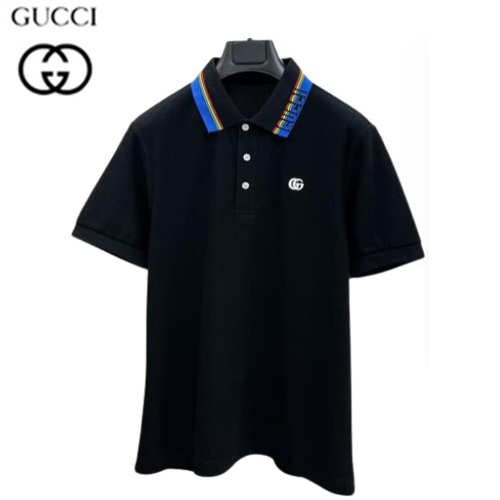 GUCCI-07034 구찌 블랙 GG 로고 디테일 폴로 티셔츠 남성용