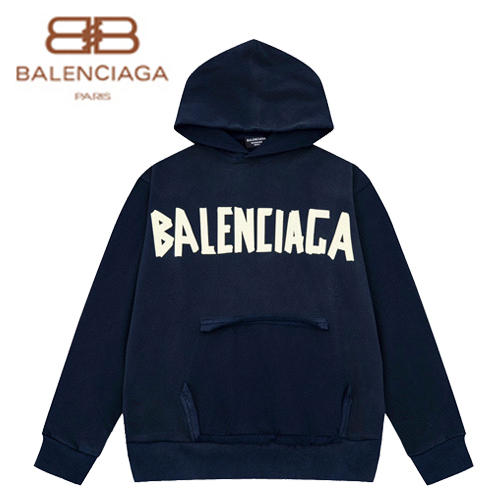 BALENCIAGA-010412 발렌시아가 네이비 프린트 장식 후드 티셔츠 남여공용