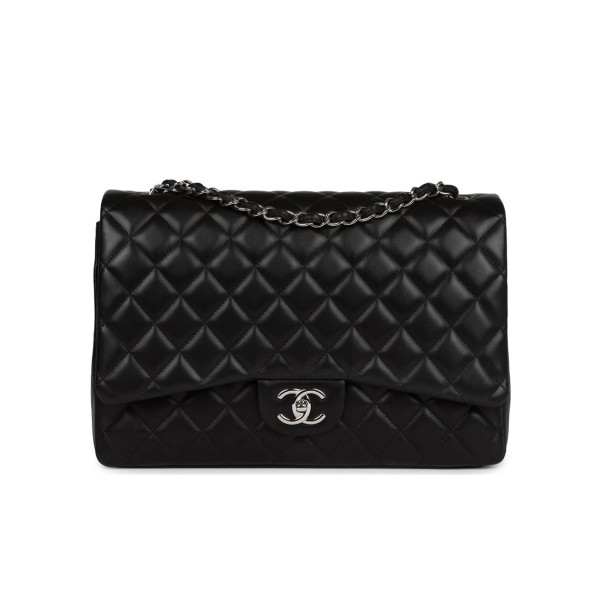 [스페셜오더]CHANEL-A58601 샤넬 클래식 블랙 실버 램스킨 맥시 더블 플랩 백 33cm