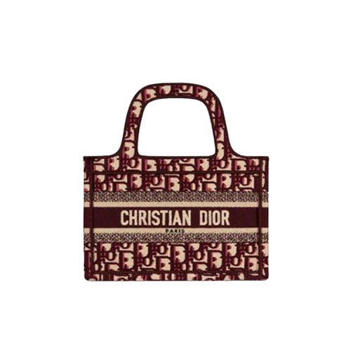 [스페셜오더]DIOR-M1271 디올 버건디 오리지널 DIOR OBLIQUE 자수 캔버스 미니 DIOR BOOK TOTE 백