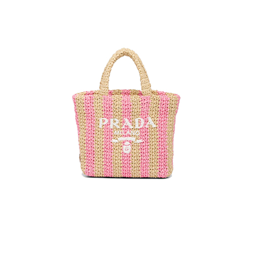 [스페셜오더]PRADA-1BG422 프라다 탠/핑크 라피아 스몰 토트 백