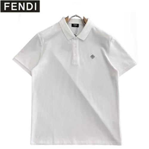 FENDI-031414 펜디 화이트 코튼 폴로 티셔츠 남성용