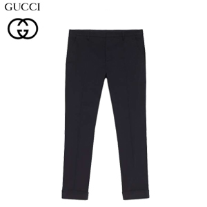 GUCCI-407542 1000 구찌 블랙 스트레치 개버딘 슬림 팬츠