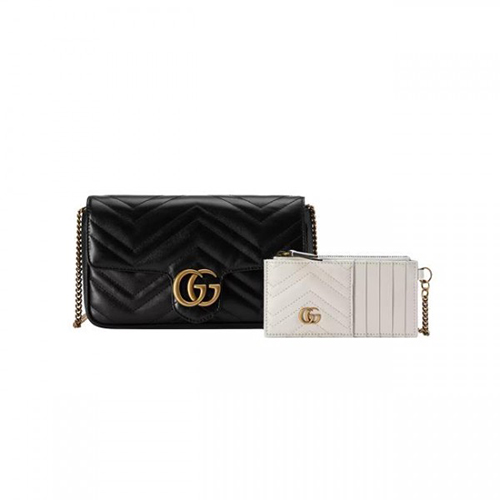 [스페셜오더]GUCCI-751526 1061 구찌 블랙 GG 마몽 카드 케이스 체인 미니 지갑