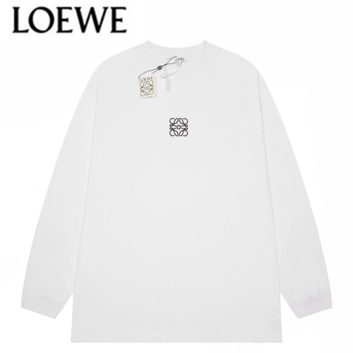 LOEWE-09029 로에베 화이트 로고 아플리케 장식 긴팔 티셔츠 남여공용