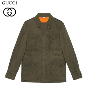 GUCCI-475041 3017 구찌 밀리터리 그린 워시드 코팅 코튼 구찌 로고 파카(남여공용)