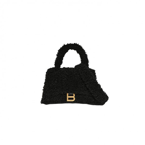 [스페셜오더]BALENCIAGA-592833 발렌시아가 블랙 FURRY 아워글래스 XS 핸드백