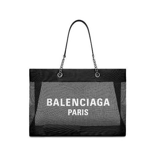 [스페셜오더]BALENCIAGA-741605 발렌시아가 블랙/화이트 메시 DUTY FREE 라지 토트백