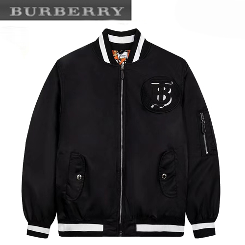 BURBERRY-12238 버버리 블랙 TB 로고 아플리케 장식 베이스볼 재킷 남성용