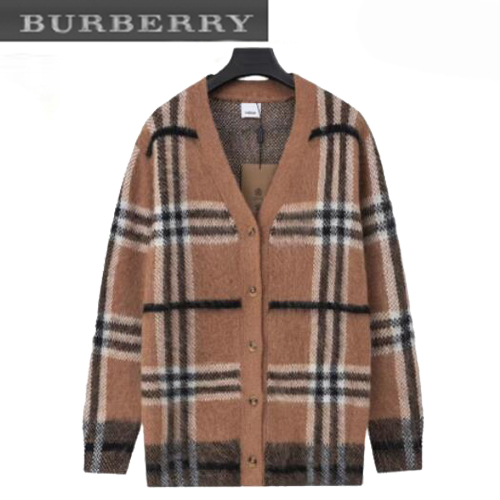 BURBERRY-10071 버버리 브라운 모헤어 체크 무늬 가디건 남여공용