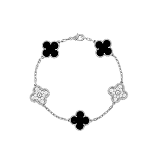 [스페셜오더]VAN CLEEF ARPELS-VCARP2 반클리프 실버/블랙 다이아몬드 빈티지 알함브라 브레이슬릿