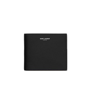 SAINT LAURENT-396303 생 로랑 블랙 로고 각인 시그니처 동전 파우치 디테일 클래식 생 로랑 반지갑. 