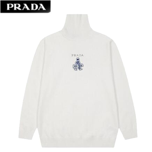 PRADA-011821 프라다 화이트 스터드 장식 하이넥 스웨터 남성용