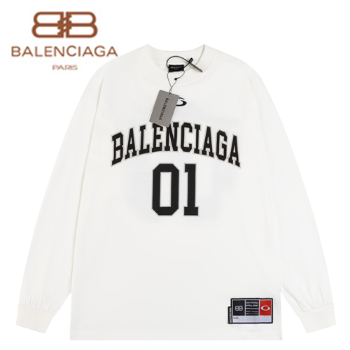 BALENCIAGA-12172 발렌시아가 화이트 프린트 장식 긴팔 티셔츠 남여공용