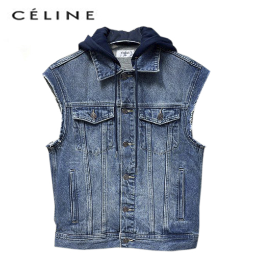 CELINE-09021 셀린느 블루 데님 후드 조끼 남여공용