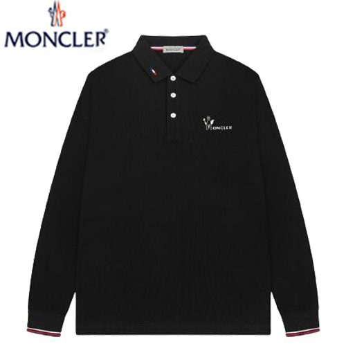 MONCLER-03122 몽클레어 블랙 코튼 긴팔 폴로 티셔츠 남성용