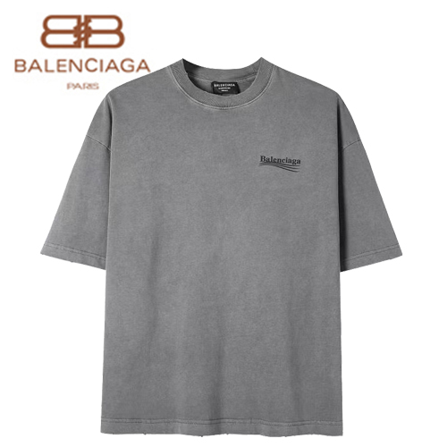 BALENCIAGA-06062 발렌시아가 그레이 프린트 장식 티셔츠 남여공용