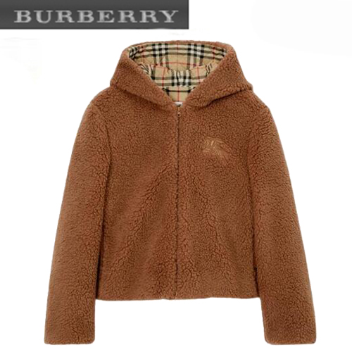 BURBERRY-80726941 버버리 캐러멜 EKD 플리스 후드 재킷 여성용