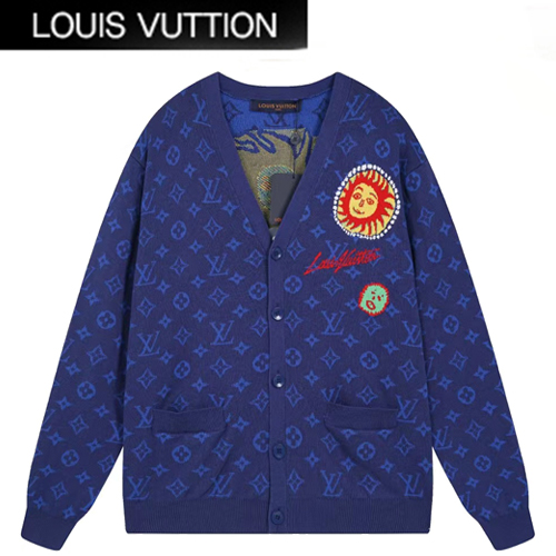 LOUIS VUITTON-1AB75S 루이비통 블루 LV x YK 모노그램 페이스 니티드 가디건 남여공용