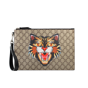 [스페셜오더]GUCCI-473904 8666 구찌 Gucci Bestiary 캣 프린트 GG 수프림 파우치