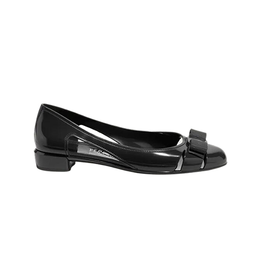 Ferragamo-035656 페라가모 블랙 PVC 바라 보우 슬립