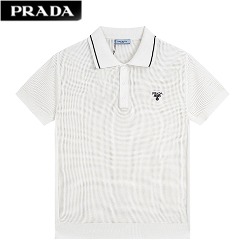 PRADA-07294 프라다 화이트 니트 코튼 폴로 티셔츠 남여공용