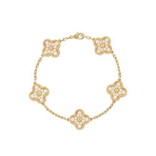 [스페셜오더]VAN CLEEF ARPELS-VCARA4 반클리프 옐로우 골드 다이아몬드 빈티지 알함브라 브레이슬릿