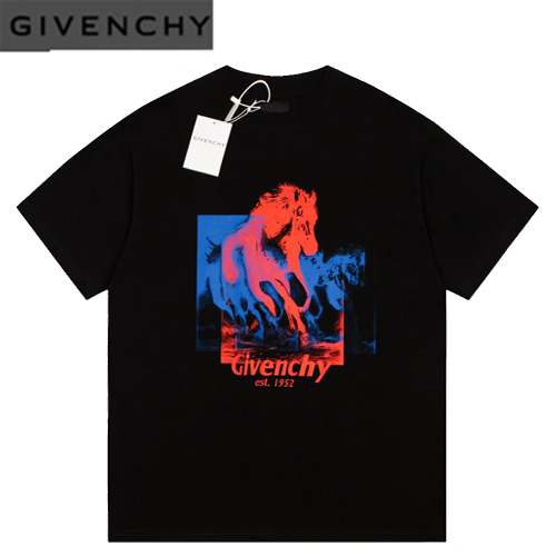 GIVENCHY-06154 지방시 블랙 프린트 장식 티셔츠 남여공용