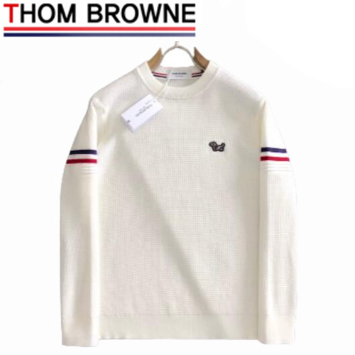 THOM BROWNE-01054 톰 브라운 화이트 스트라이프 장식 스웨터 남성용