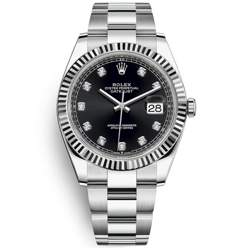 [스페셜오더]ROLEX-롤렉스 데이트저스트 데이트 스틸 다이아 인덱스 블랙다이얼 시계41mm