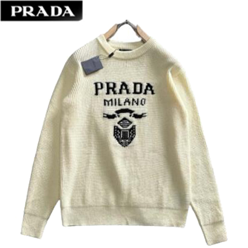 PRADA-01145 프라다 아이보리 니트 코튼 스웨터 남성용