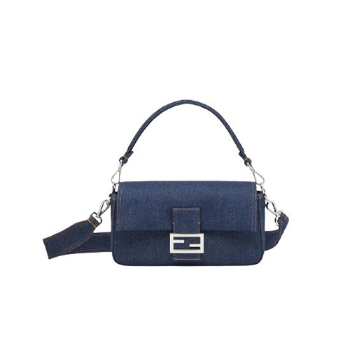 [스페셜오더]FENDI-8BR600 펜디 블루 데님 리-에디션 미디엄 바게트 백 27CM