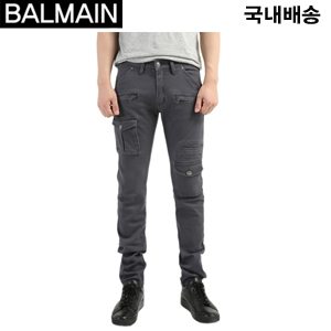 PIERRE BALMAIN-피에르발망 사이드 입체포켓 밑단지퍼 슬림 카고팬츠 그레이