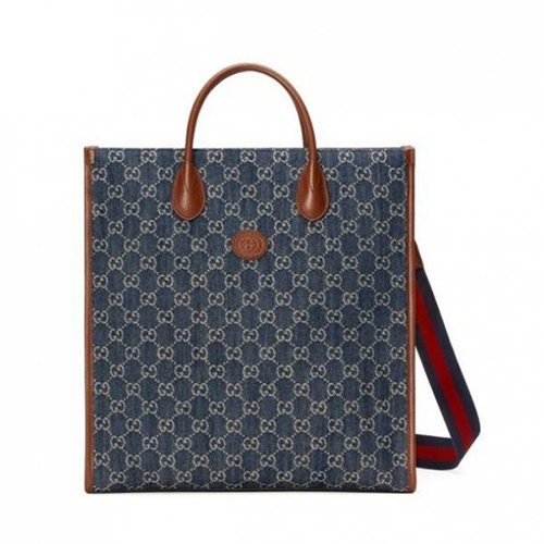 [스페셜오더]GUCCI-674155 8391 구찌 블루 GG 데님 인터로킹 G 미디엄 토트백