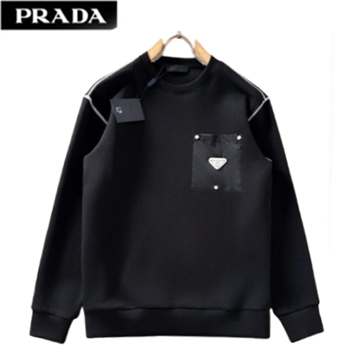 PRADA-01086 프라다 블랙 트라이앵글 로고 스웨트셔츠 남성용